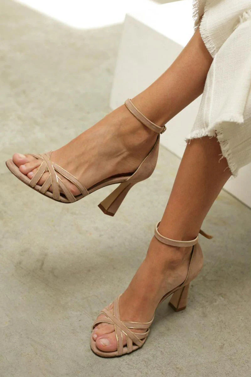 Venecia-Zapato de tacón estrecho con punta redonda
